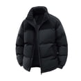 thumbnail image 6 of Puffer Jacket Men Hooded Long Sleeve Solid Color Thick Velvet Lined Casual Jacket Warm Winter Coat for Cold Protection, 6 of 7