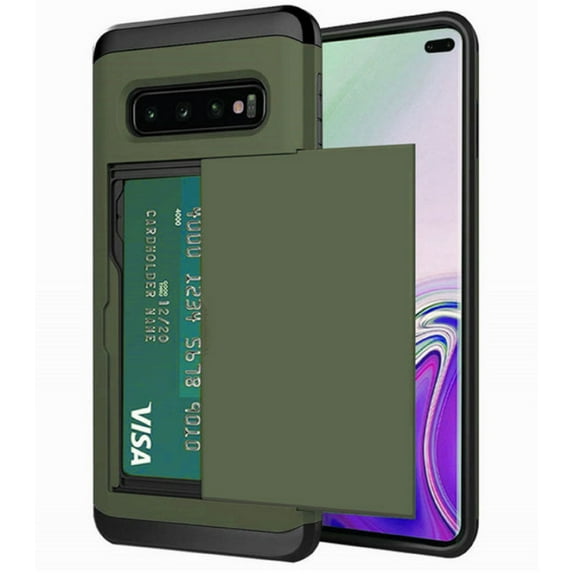 Card Slot Holder Wallet Samsung Galaxy Note 8 Case - (Dark Green) Dual Layer Shockproof with Heavy Duty Protection