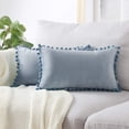 thumbnail image 2 of 2PCS Velvet Throw Pillow Covers, Cozy Soft Couch Pillow Covers with Pom-poms for Farmhouse Cushion Sofa Bedroom Home Decor, 12x20inch, 2 of 6
