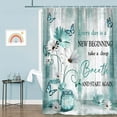thumbnail image 2 of Farmhouse Floral Inspirational Shower Curtain,Teal Daisy Flowers Butterfly Proverb Bathroom Curtain,Country Farm Turquoise Blue White Fabric Bathtub Curtain,with 12PCS Hooks,69X70 in, 2 of 4