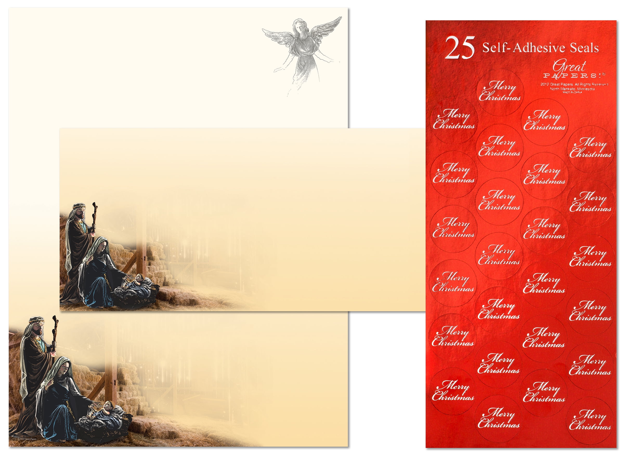 40 Sets Nativity Christmas Holiday Letterhead Paper with Matching Envelopes