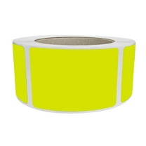 Royal Green Bright Rectangular Labels 3x2 inch (76mm x 51mm) Neon Yellow Sticker Roll - 500 Pack