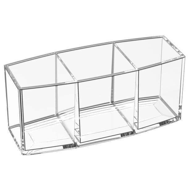 Soporte acrílico para brochas de maquillaje, 3 ranuras, almacenamiento de brochas cosméticas, soporte para bolígrafo transparente, delineador de ojos, lápiz de cejas, estuche de exposición p