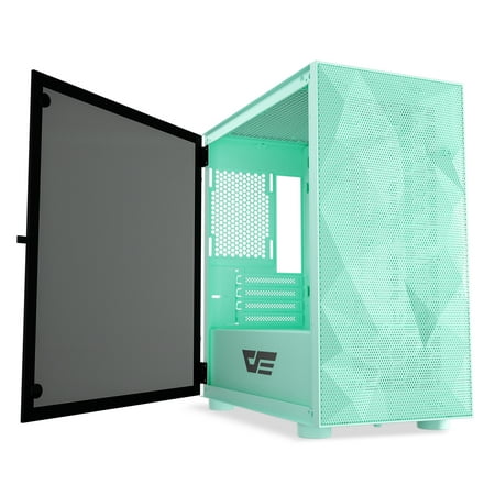 darkFlash DLM21 MESH Micro ATX Mini ITX Tower MicroATX Mint Green Computer Case with Door Opening Tempered Glass Side Panel & Mesh Front (Best Looking Mini Itx Case)