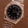 thumbnail image 2 of Pre-Owned Rolex Day-Date II 41MM 218235 Black Baguette Diamond Dial Fluted Bezel 18K Rose Gold President Bracelet, 2 of 7