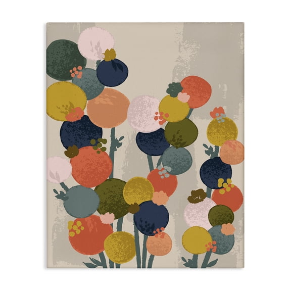 Stupell Industries Modern Organic Shape Flowers Circular Distressed Pattern Canvas Art, 30 x 40, by Lisa Perry Whitebutton