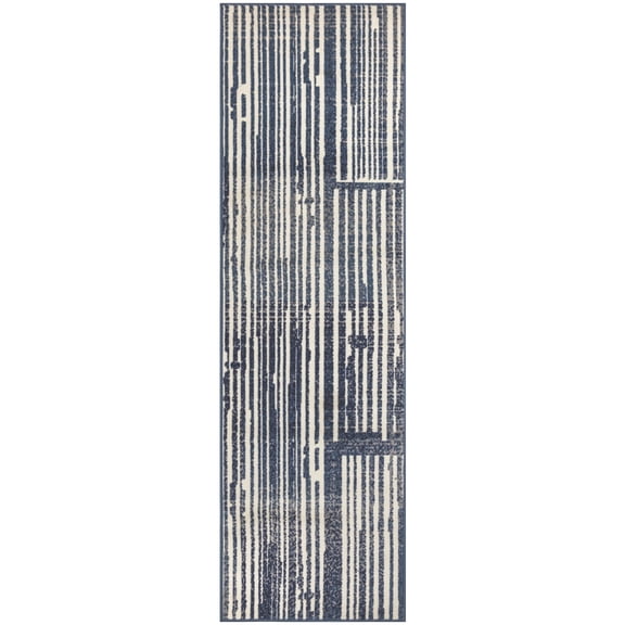 Nourison Grafix Modern Blue Grey 2'3" x 7'6" Area Rug (2x8)