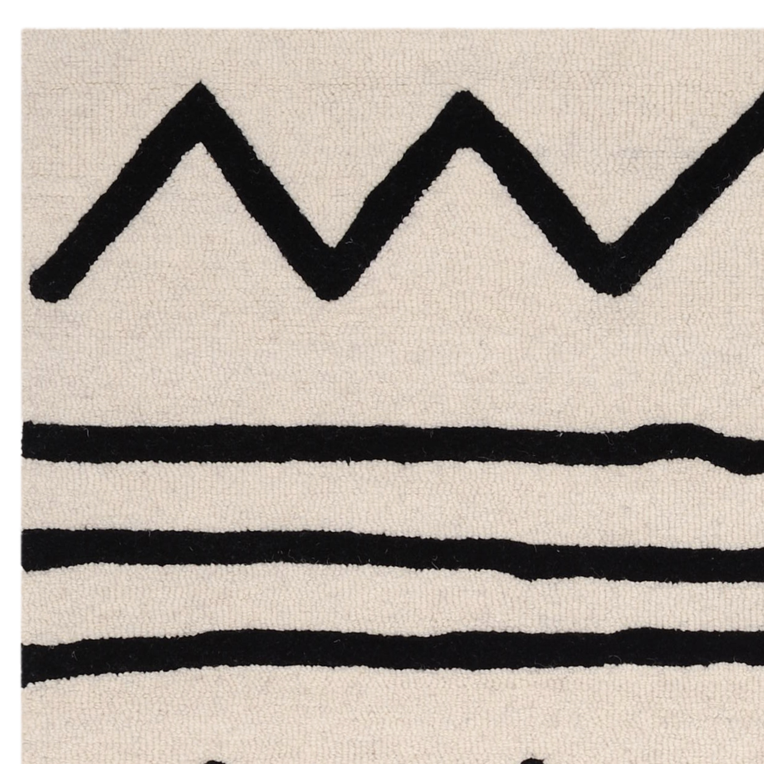 SAFAVIEH Kids Zigzag Striped Wool Area Rug, Ivory/Black, 3' x 5'