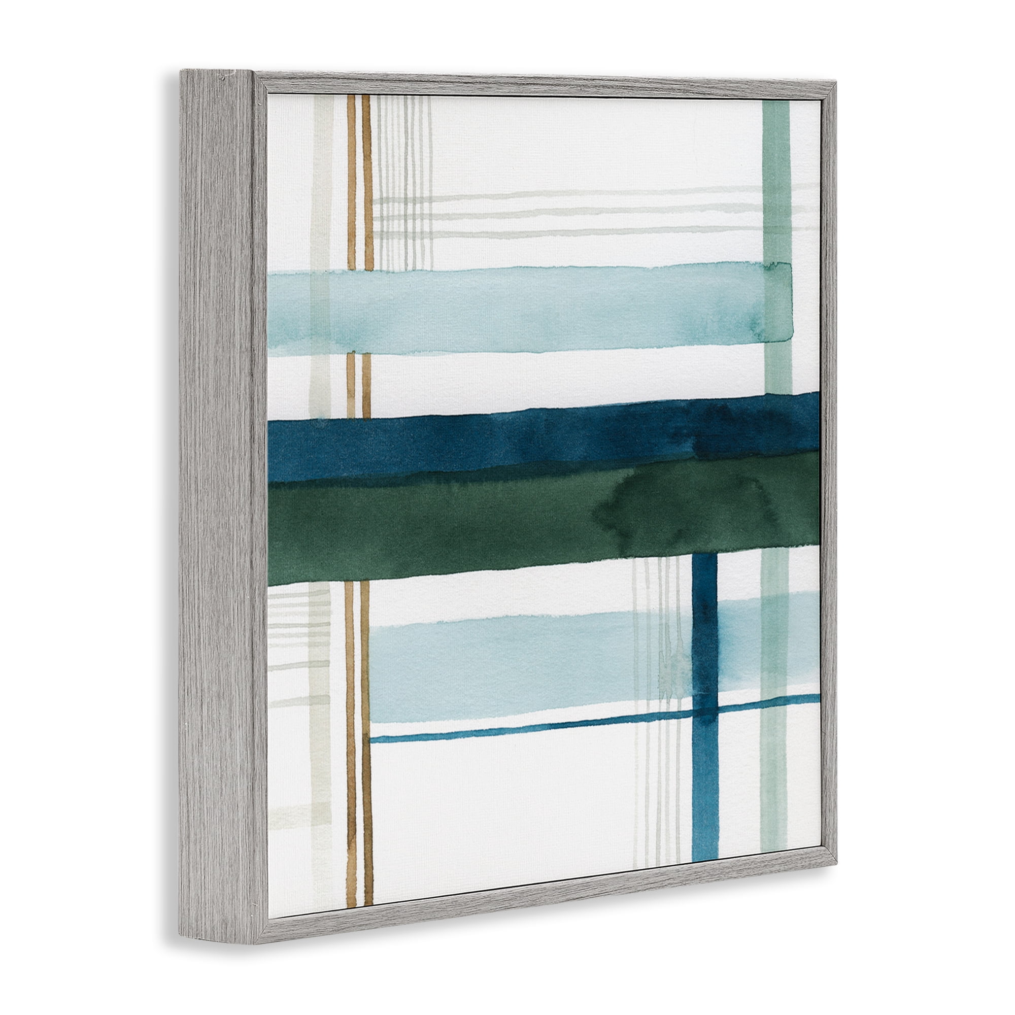 Stupell Industries Woven Green Hue Pattern Abstract Painting Gray Framed Art Print Wall Art, 24 x 24