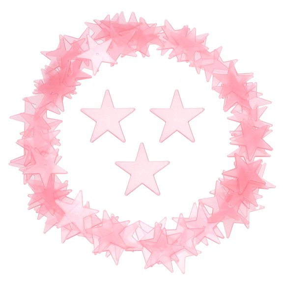 Uxcell 100 Pcs Glow in the Dark Stars Stickers for Ceiling,Luminous Stars Wall Sticker Mural Decals for Bedroom Wall Decor Art Decoration 1.5''Lx0.06''T, Pink
