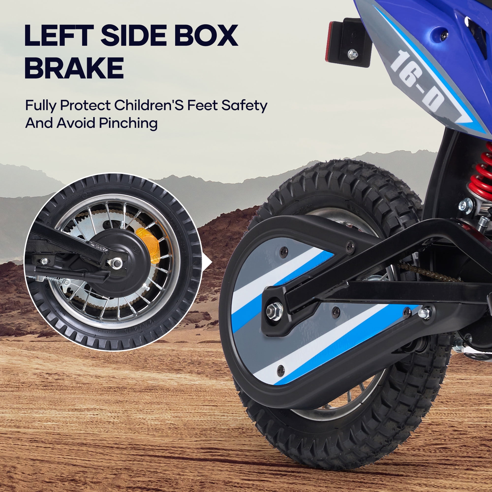 Naipo  Electric Dirt Bike with 36V 6Ah Lithium Battery , 300W Brushless Motor,14MPH & 3-Speed Modes Motorcycle  for Kids  Height 3.6-4.9Ft
