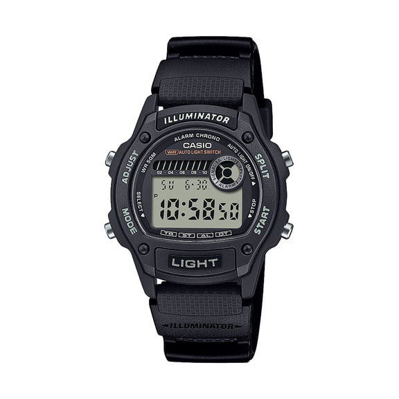 Casio Men's Black Midsize Digital Resin Strap 3-year Battery 50M WR W220H-1AVKC
