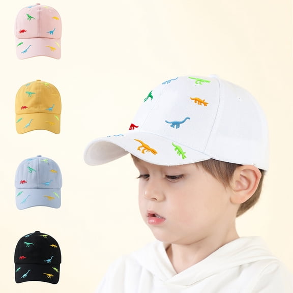 Ulanda Dinosaur Boys Girls Caps Embroidery Baby Baseball Caps Cotton Infant Toddler Kids Hat Spring Summer Autumn 2-6Y (Black, One Size)