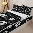 thumbnail image 3 of Homewish Black White Soccer Zipper Twin Comforter Sets with Fitted Sheet and 2 Pillowcases, Sport Zipper Bedding Set for Men and Boys, Reversible, 4 Pieces, 3 of 6