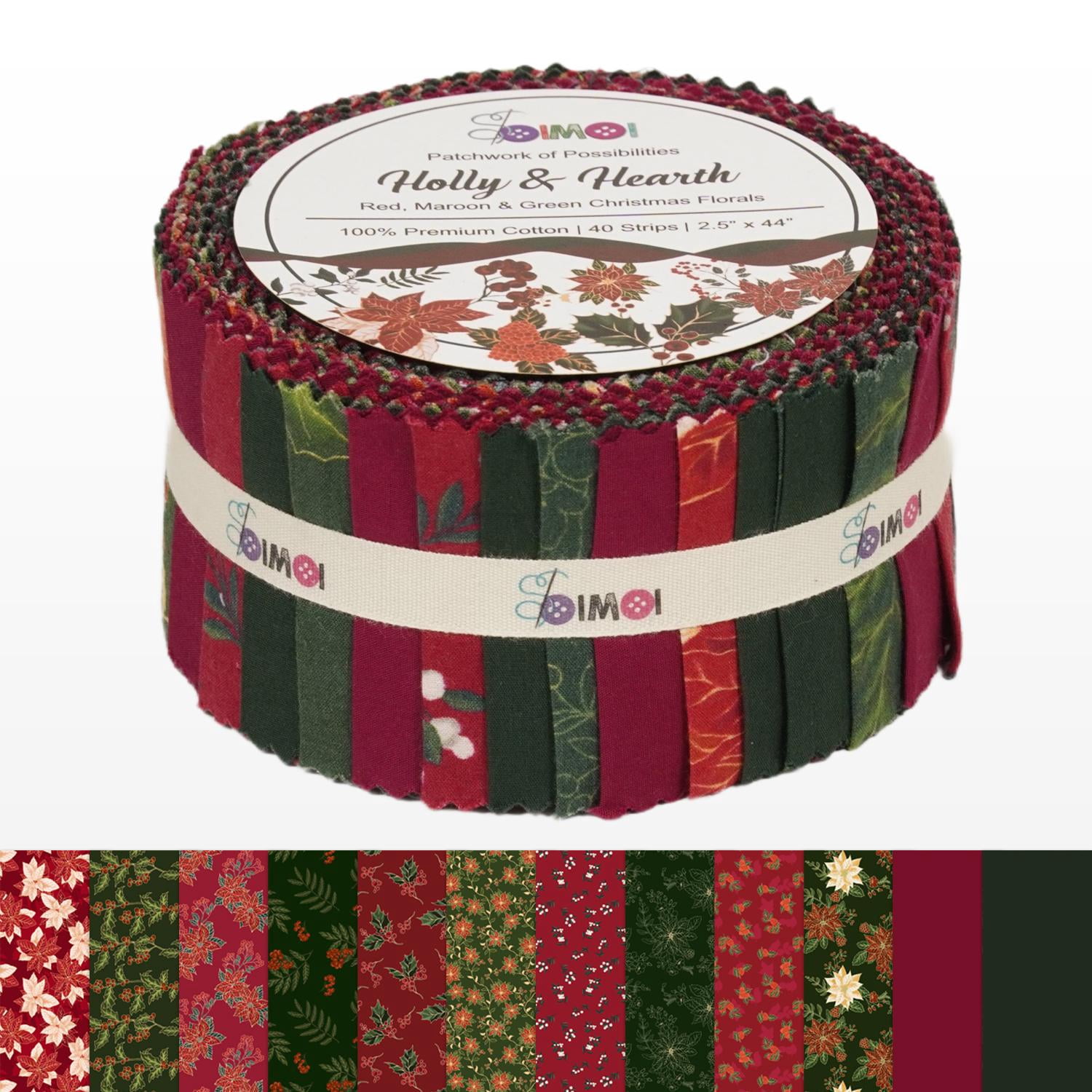Soimoi Jelly Roll Fabrics for Quilting 40 Strip 2.5" Cotton Strips Bundles, Perfect Quilting Fabric for Craft Project, Cotton Strips for Home Decor, Blanket, Rugs - Holly & Hearth