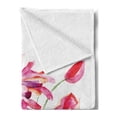 thumbnail image 2 of Dahlia Soft Flannel Fleece Throw Blanket, Watercolor Blooms in Pastel Summer Peony Flowered Orchid Dahlias, Cozy Plush for Indoor and Outdoor Use, 60" x 80", Fuchsia Red, by Ambesonne, 2 of 5