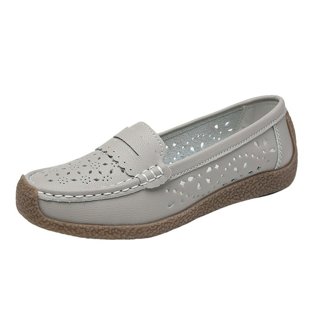 Gray Women Casual Slip On Shoes With Soft Sole Lightweight Comfortable For All Day Wear Non Slip Design Perfect For Walking