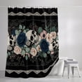 thumbnail image 3 of Shower Curtains for Bathroom, Halloween Waterproof Fabric Shower Curtain, Boho Horror Skull Flower Leaf Black Decorative Bathroom Curtain for Bathtub, 66"x72", No Hooks Included, 3 of 9