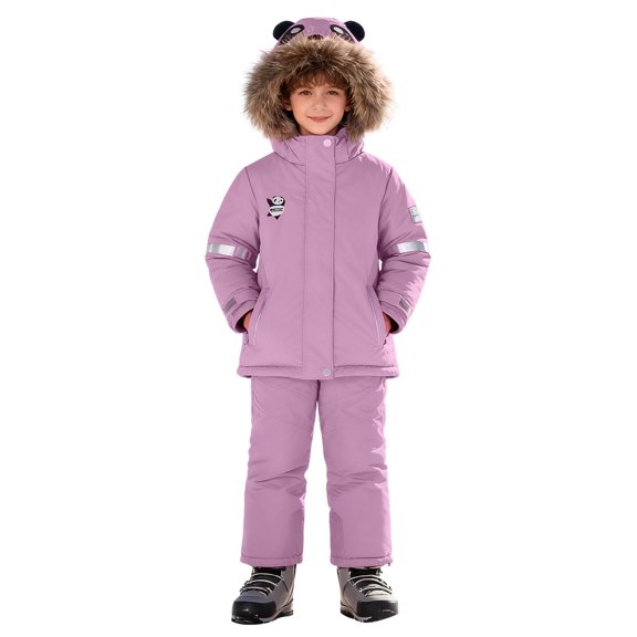 Mercatoo Kids Girls' Insulated Snowsuit 2 Piece Ski Toddler Winter Jacket and Pants Set Suit for Kids Thick Down Coat Thicken Snowsuit Boys Snowwear