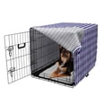 thumbnail image 2 of Abstract Dog Crate Cover, Vertical Straight Lines and Horizontal Curved Stripes on Background, Easy to Use Pet Kennel Cover for Dogs, 35" x 23" x 27", Indigo Sky Blue Magenta, by Ambesonne, 2 of 6