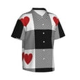 thumbnail image 2 of Daiia Heart Black Buffalo Plaid Gingham Hawaiian Shirt for Men Gentle Cotton Regular Short Sleeve Casual-Large, 2 of 9