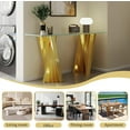 thumbnail image 4 of 55" Glass Console Table, Modern Accent Entrance Desk, 0.39" Tempered Glass & Irregular Stainless Steel Base for Entrance, Living Room, Office, 4 of 6