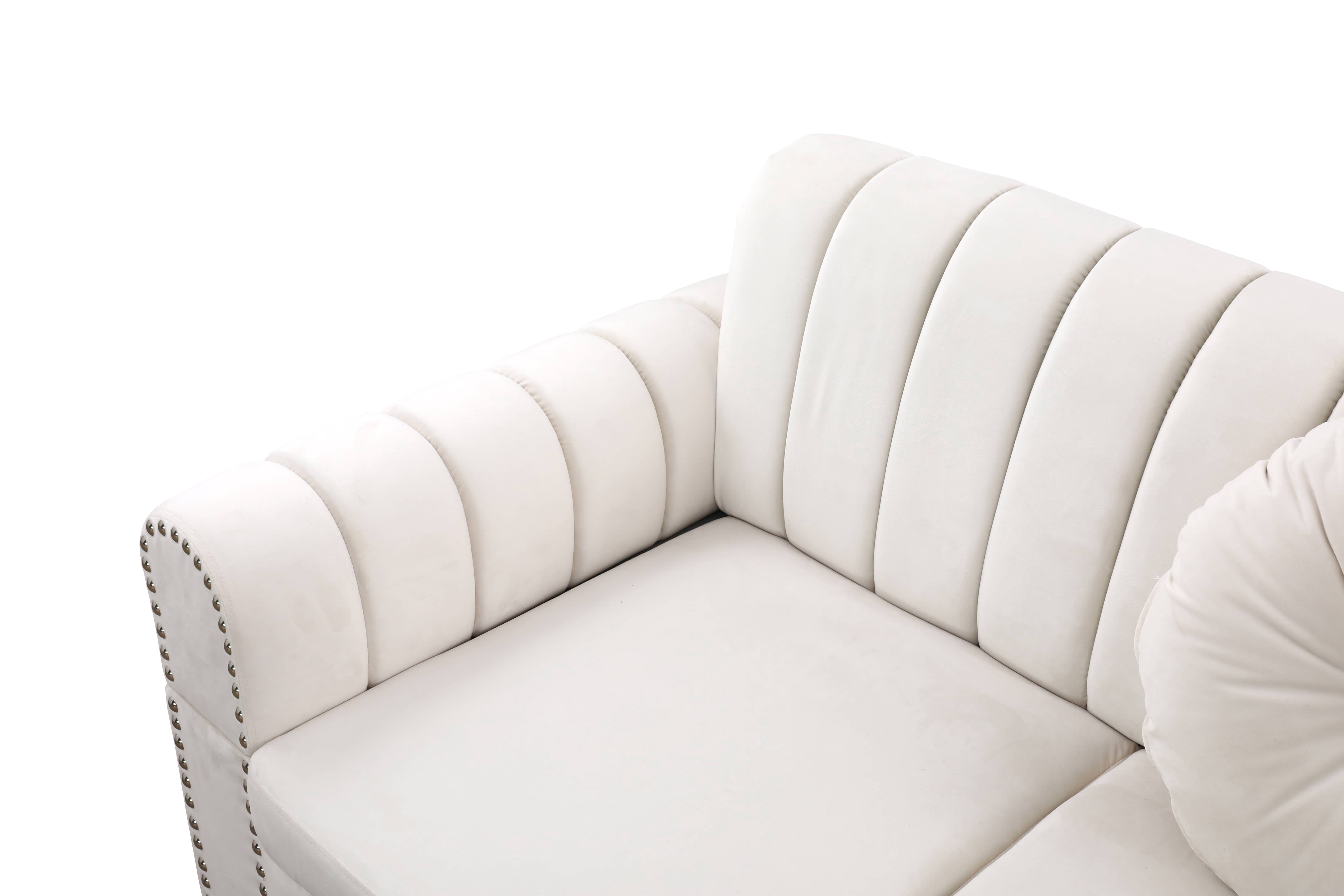 MAYEERTY Modern Adult Beige Lint 2-Piece Couch Living Room Sofa Set