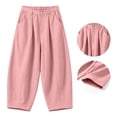 thumbnail image 6 of Xdegoge Womens Wide Leg Lounge Pants Casual Loose Fit Pleated Trousers with Pockets High Waisted Elastic Flowy Beach Yoga Pants for Summer Vacation, 6 of 7