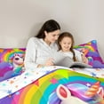 thumbnail image 4 of Manfei Kawaii Unicorn 7-Piece Twin Bedding Sets,Personalized Initial Bedding Comforter Set,Gradient Rainbow Breathable Sheet Sets,Super Cozy Animal Room Decorative,Reversible, 4 of 7