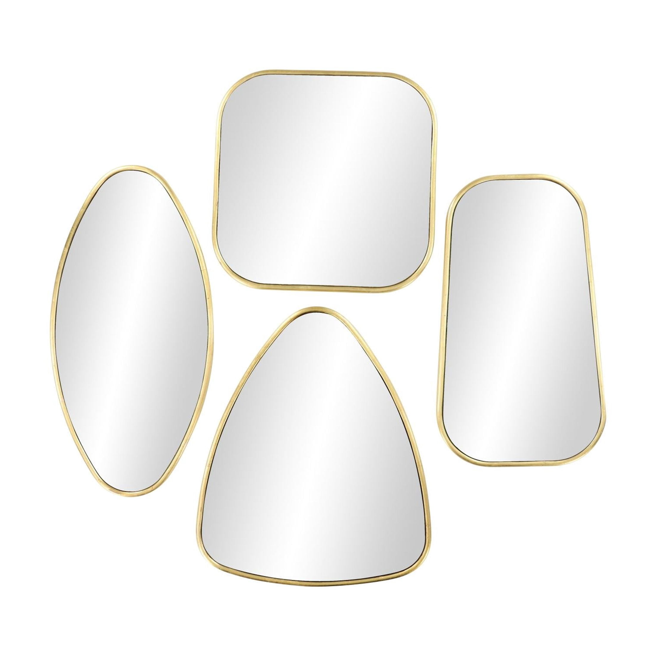 CosmoLiving by Cosmopolitan 20", 16", 21", 24"H Gold Wall Mirror with Varying Shapes, Set of 4