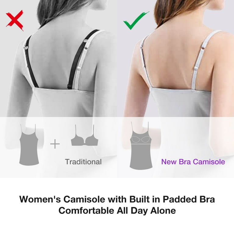 Women's Plus-Size Camisole Plus Size Tank Top with Built in Bra Adjustable  Strap Padded Tanks for Women 