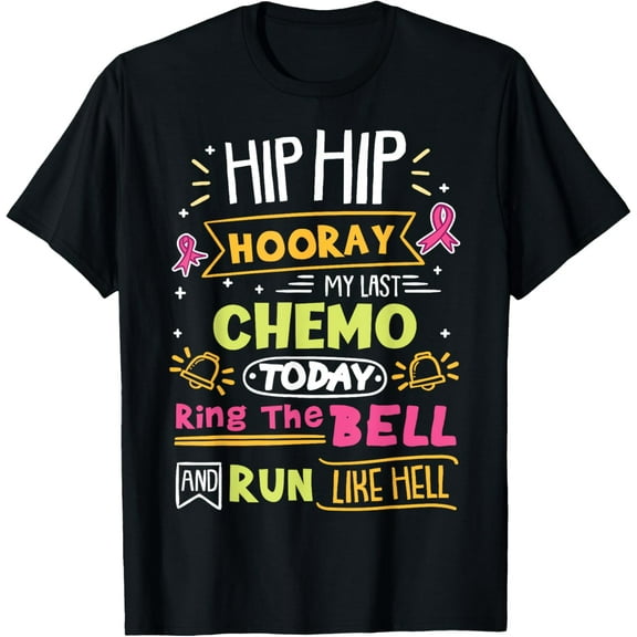 Last Chemo Today Ring The Bell Breast Cancer Warrior T-ShirtMen and women, Black T-shirt, size: Extra large