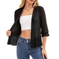thumbnail image 2 of VBVC Women's Open Front 3/4 Sleeve Sheer Chiffon Cardigan , Ladies' Lightweight Sun Protection Shrug , Casual Beach Cover Up For Women,Black,S-3XL, 2 of 7