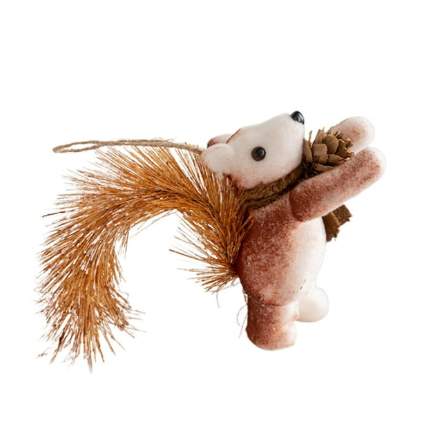 KLKCMS Squirrel Toy Pendant Christmas Tree Decoration Crafts Festival Layout Xmas Decor 12cmx5cmx7cm
