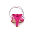 thumbnail image 2 of BLISSFUL STEP Women's Slide Sandal Rhinestone Strappy Square Toe Kitten Heel Slide Sandals Hot Pink 7, 2 of 7