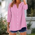 thumbnail image 2 of Annhoo Plus Size Tops for Women V Neck Block Color Print Button Down Tunic 3/4 Sleeve Shirts Trendy Clothes, 2 of 5