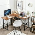 thumbnail image 3 of Gymax Bureau d'Ordinateur d'Angle en L Table d'Étude avec Étagères de Rangement Brun Rustique, 3 of 10