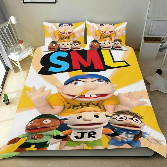 Jeffy SML the Rapper-themed Bed Sheet Set Three Piece Set Comfortable And Skin Friendly Unique Design Home Decor Gifts For Family Friends fans54''x79''（135*200cm）