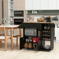 thumbnail image 4 of Gymax Kitchen Island Cart w/ Drop-Leaf & Power Outlet Microwave Shelf Wine Rack Drawer Black, 4 of 10