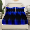 thumbnail image 3 of Erosebridal Abstract Ombre Fitted Sheet Full Royal Blue and Black Bed Sheets Adult,Gradient Geometry Striped Bedding Set Modern Home Decor,Geometric Stripes Sheets, 3 of 5