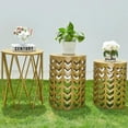 thumbnail image 3 of Y&M Heavy Duty Round Metal Coffee Table with Side Table, Gold, 3 of 9