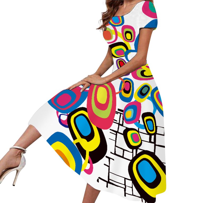 NECHOLOGY Womens Dresses Mature Womens Dresses Women Summer Casual Short  Sleeve Floral Printed Crew Maxi Dresses for Women plus Size Yellow Medium -  Walmart.com