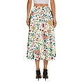 thumbnail image 4 of WTOBBY Women's Bohemian Flower Print Skirt with Solid Color Design and Pockets, Casual Temperament Half Skirt for Everyday Wear, A-Line Maxi Style with Elastic Waist,Beige L, 4 of 4