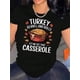 thumbnail image 1 of Camiseta de Mujer de Verano SuaveWomen's Casual Turkey Print T-Shirt - Crew Neck, Short Sleeve, Stretchy Polyester Blend, Machine Washable - Perfect for Summer & HolidaysFather's Day, Mother's Day,, 1 of 5