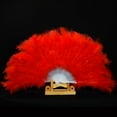 thumbnail image 5 of Red Feather Fan - Renaissance Fan,Rave Fan,Hand Fan Foldable,Marabou Feather Fan for 1920s Gatsby Party,Clothing Accessories and Party Decorations (Red) Lighten, 5 of 5