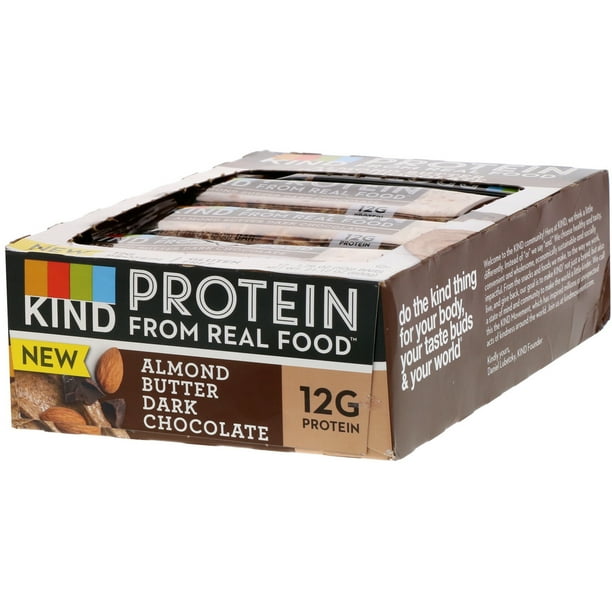 KIND Bars Protein, Almond Butter Dark Chocolate, 12 Bars, 1.76 oz (50 g