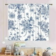 thumbnail image 3 of Blue Floral Curtains, Boho Vintage Flower Leaf Chinoiserie Retro Spring Oriental Asian Style Aesthetic Window Curtains for Living Room Bedroom Kitchen Bathroom 2 Panels, 42"x54" Inch, 3 of 5