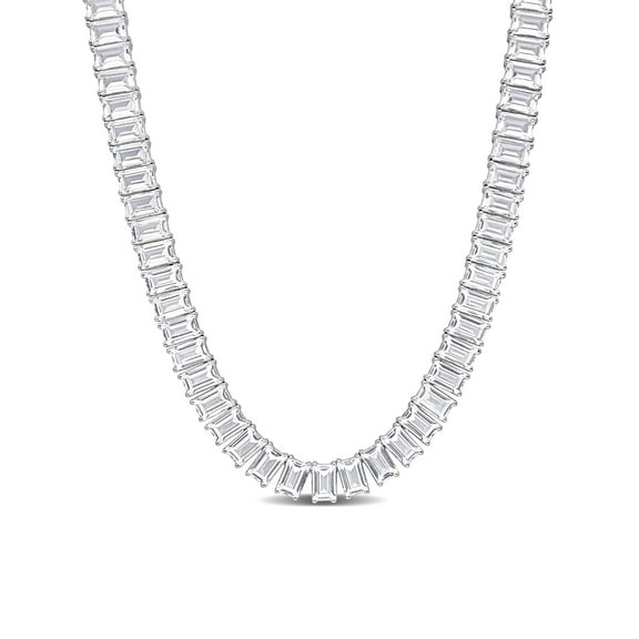 Everly Women's Created Sapphire Sterling Silver Tennis Necklace