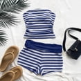 thumbnail image 5 of Stichou Women's 2 Piece Shorts Sets Strapless Striped Tube Crop Tops and High Wasited Shorts 2026 Summer Birthday Outfits Royal Blue S, 5 of 6