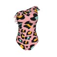 thumbnail image 4 of Yiaed Leopard Print Women One Piece Swimsuits Tummy Control One Shoulder Bathing Suits Pattern Ruffle Swimwear-Small, 4 of 8